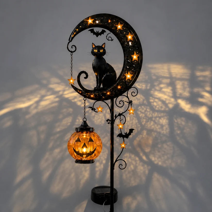 Solar Powered Pumpkin Moon Garden Stake Light