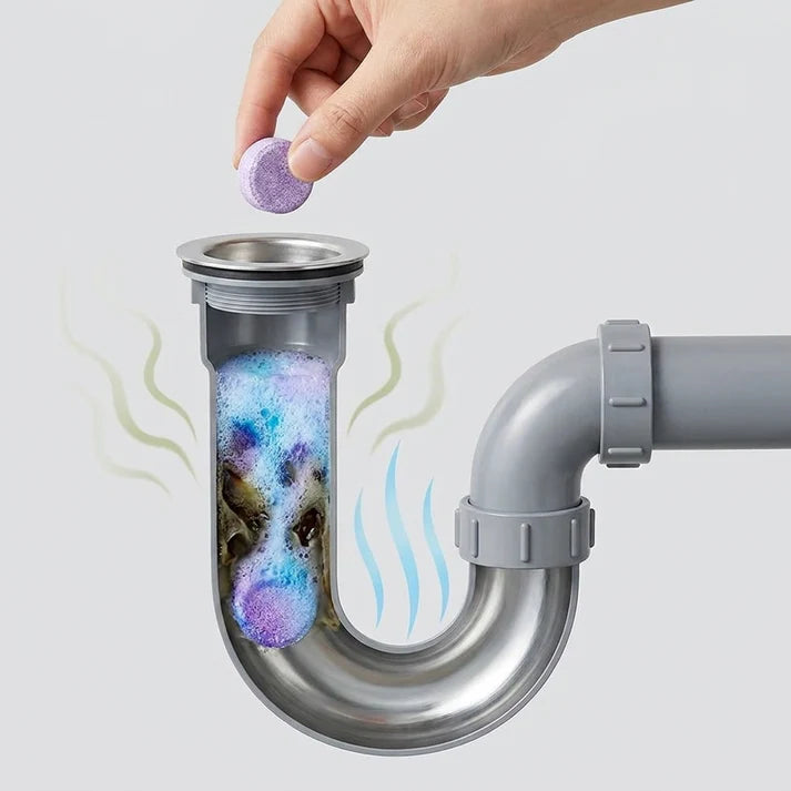 Foaming Pipe Cleaner Tablets | Drain Cleaning Tablets for Kitchen & Bathroom Sinks