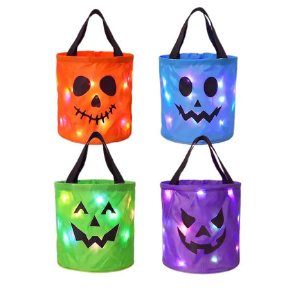 LED Light-Up Halloween Trick-or-Treat Bucket | Glow Candy Bag for Kids