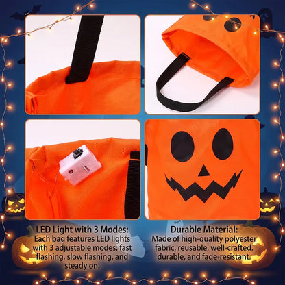 LED Light-Up Halloween Trick-or-Treat Bucket | Glow Candy Bag for Kids