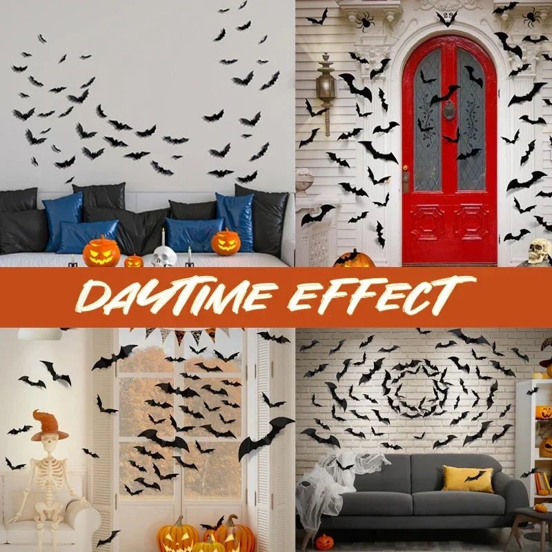 🦇 3D LED Bat Wall Decorations – Bendable Glow-in-Dark Halloween Decor for Walls, Windows & Parties