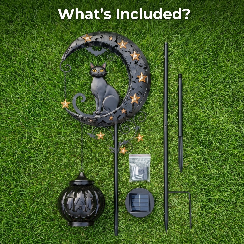 Solar Powered Pumpkin Moon Garden Stake Light