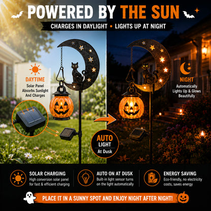 Solar Powered Pumpkin Moon Garden Stake Light
