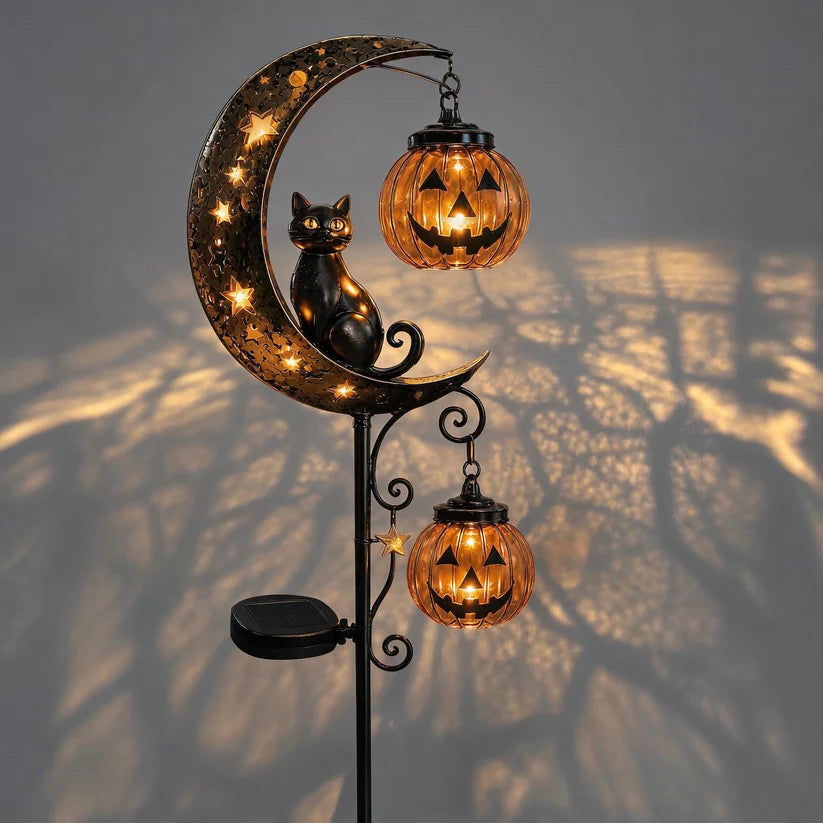 Solar Powered Pumpkin Moon Garden Stake Light