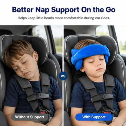 Soft Plush Adjustable Car Seat Head Support Strap with Padded Side Cushions for Kids