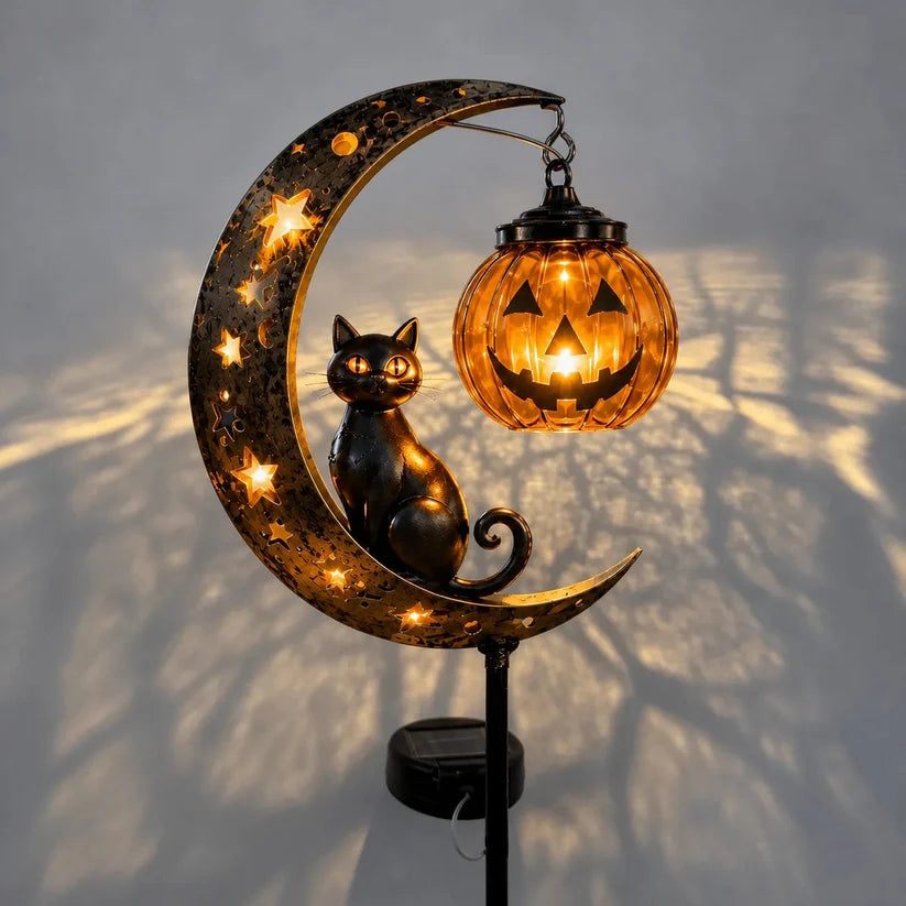Solar Powered Pumpkin Moon Garden Stake Light