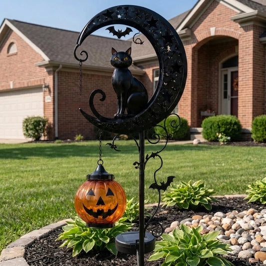 Solar Powered Pumpkin Moon Garden Stake Light