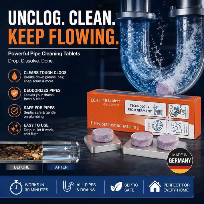 Foaming Pipe Cleaner Tablets | Drain Cleaning Tablets for Kitchen & Bathroom Sinks