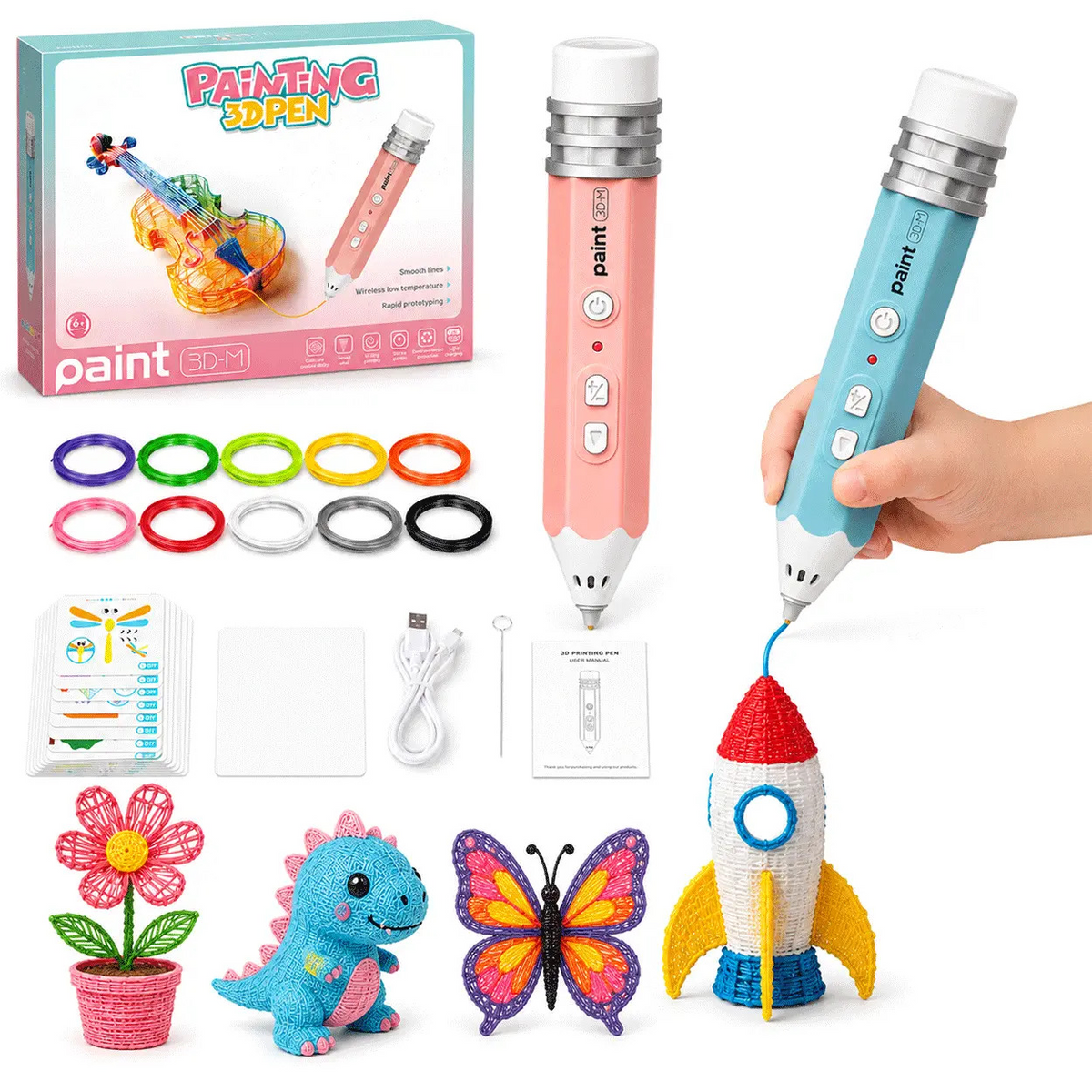 3D Printing Pen with Filament, USB Charging and DIY Drawing Kit