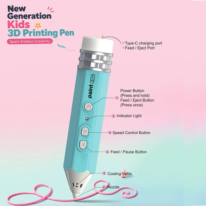 3D Printing Pen with Filament, USB Charging and DIY Drawing Kit