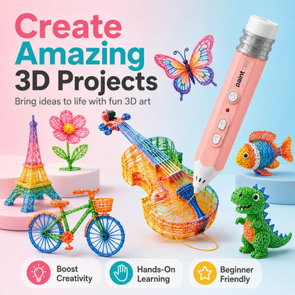 3D Printing Pen with Filament, USB Charging and DIY Drawing Kit