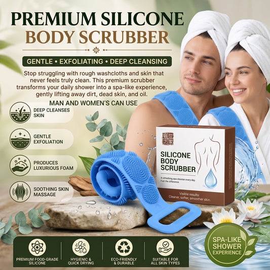 SilkyScrub Silicone Body Scrubber – Soft Skin, Rich Foam