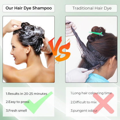 Hair Dye Shampoo 3 in 1, Herbal Hair Color Shampoo