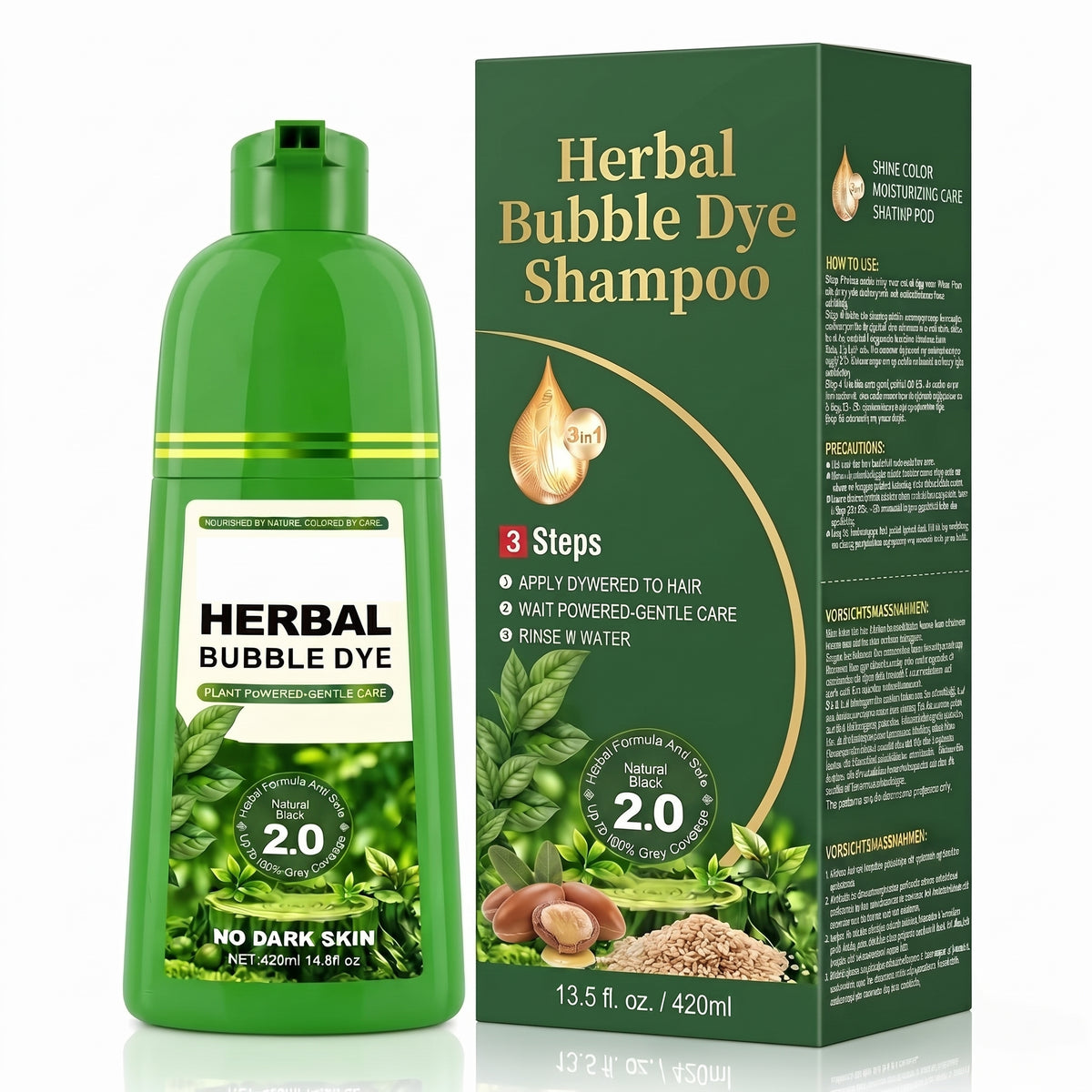 Hair Dye Shampoo 3 in 1, Herbal Hair Color Shampoo