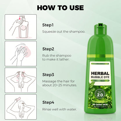 Hair Dye Shampoo 3 in 1, Herbal Hair Color Shampoo