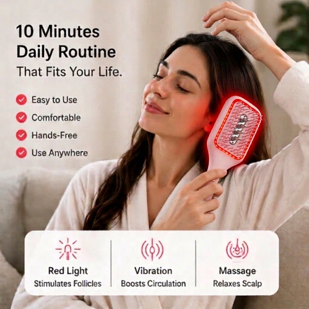 GlowUp 3-in-1 LED Hair Growth & Scalp Massage Brush