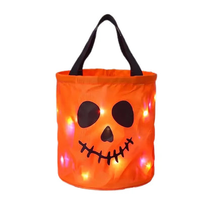 LED Light-Up Halloween Trick-or-Treat Bucket | Glow Candy Bag for Kids