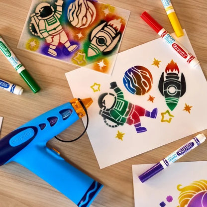 Marker Airbrush Spray Art Kit, Battery-Powered Sprayer with 8 Washable Markers & 5 Stencils