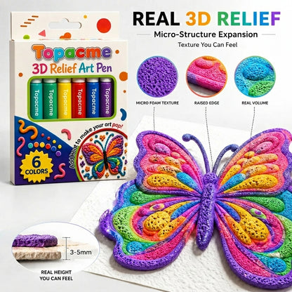 Topacme 3D Texture Pen – Safe Water-Based Formula for Kids and Adults