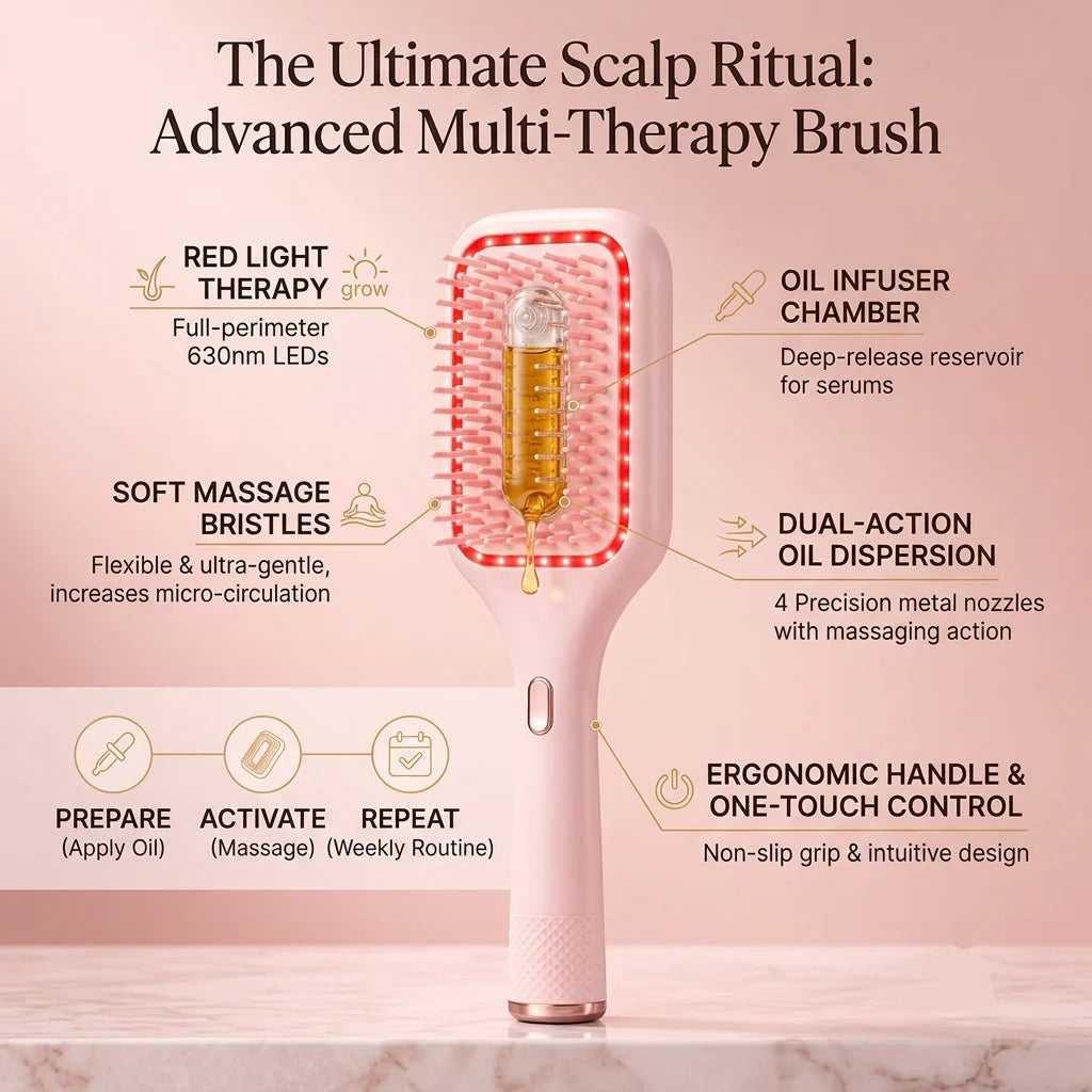 GlowUp 3-in-1 LED Hair Growth & Scalp Massage Brush