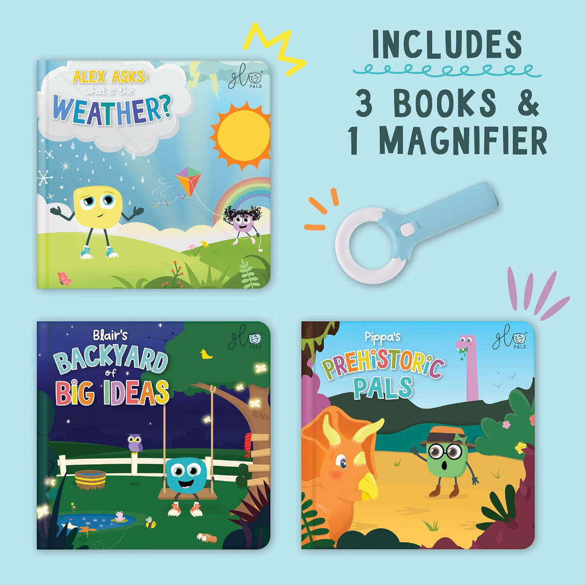 Light-Up Kids Books 3-Pack Library, Early Reader Stories that Glow
