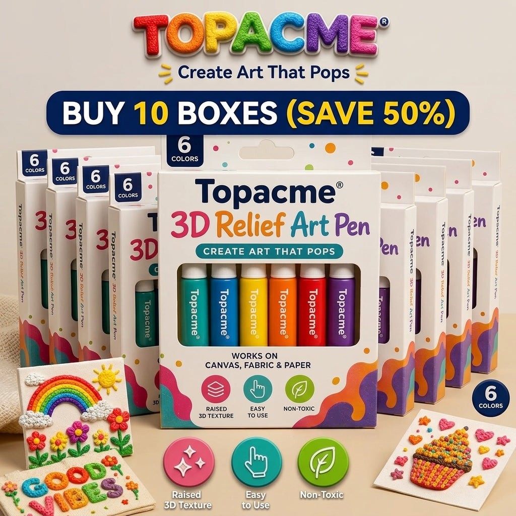 Topacme 3D Texture Pen – Safe Water-Based Formula for Kids and Adults
