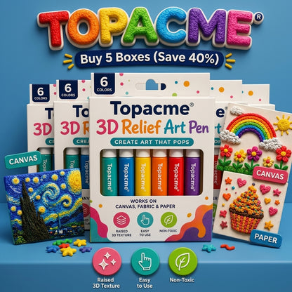 Topacme 3D Texture Pen – Safe Water-Based Formula for Kids and Adults