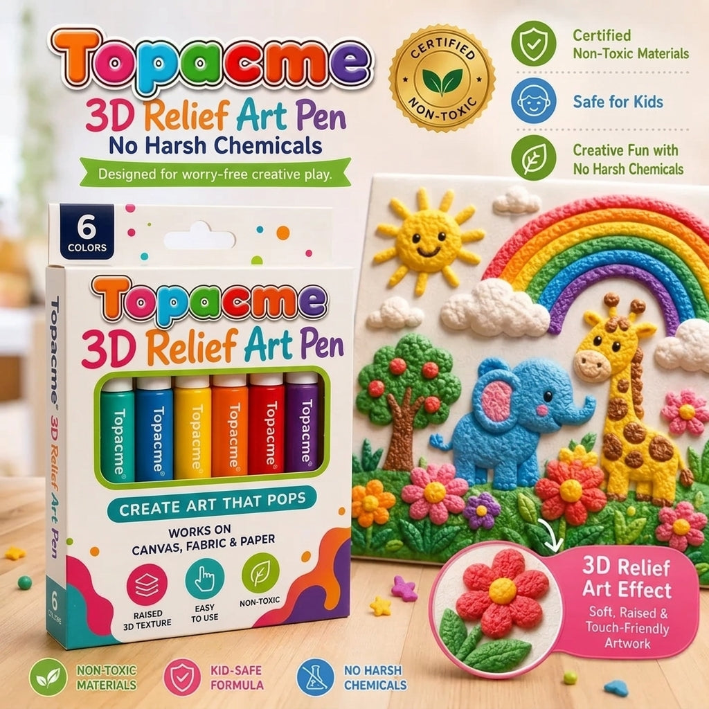Topacme 3D Texture Pen – Safe Water-Based Formula for Kids and Adults