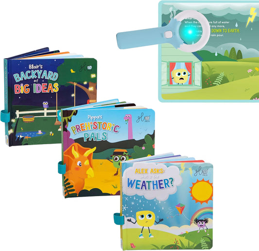 Light-Up Kids Books 3-Pack Library, Early Reader Stories that Glow